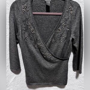 Ann Taylor bejeweled wrap pullover sweater